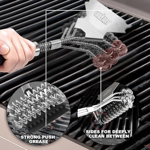 Grill Brush and Scraper Bristle Free – Safe BBQ Brush for Grill – 18'' Stainless Grill Grate Cleaner - Safe Grill Accessories for Porcelain/Weber Gas/Charcoal Grill – Gifts for Grill Wizard - Image 2