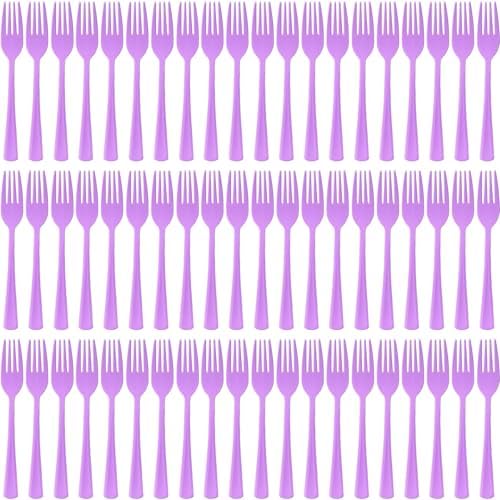 60 Pcs Purple Disposable Plastic Forks Cutlery Heavy Duty Dinnerware Plastic Silverware Flatware for Home Office School Party Picnics Restaurant Outdoor Events or Every Day Use (Purple) by Unknown