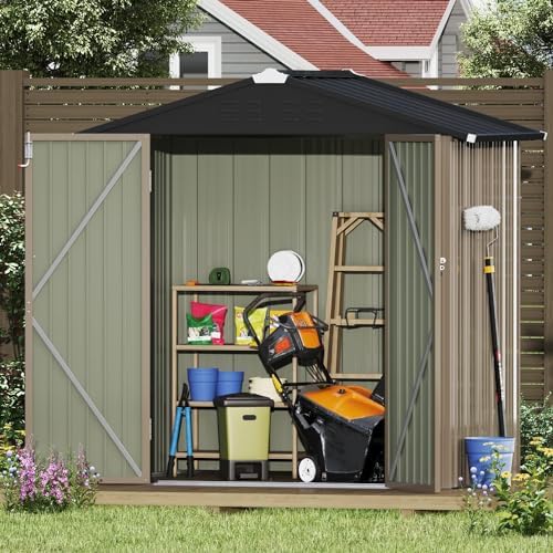 Devoko 6x4 FT Outdoor Storage Shed, Brown - Image 7
