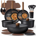 CAROTE 21pcs Pots and Pans Set Non Stick, Detachable Handle Cookware, Black by CAROTE