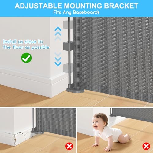 EZIGO 71 Inch Retractable Baby Gates, 41 Inch Extra Tall Retractable Gate - Image 7
