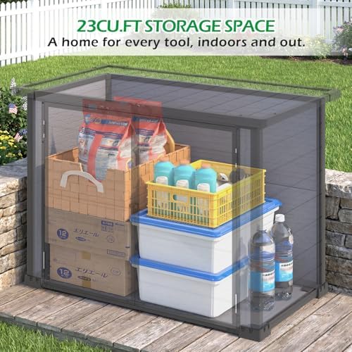 U-MAX Resin Outdoor Storage Cabinet, 23 Cu.Ft Horizontal Box with Base - Image 2