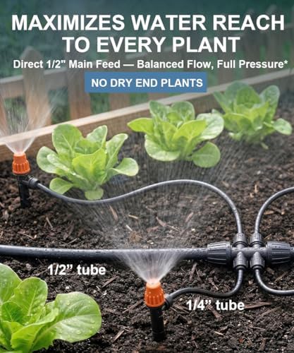 40FT Main tube1/2 Drip Irrigation System Kit with 40 Adjustable Nozzles - Image 3