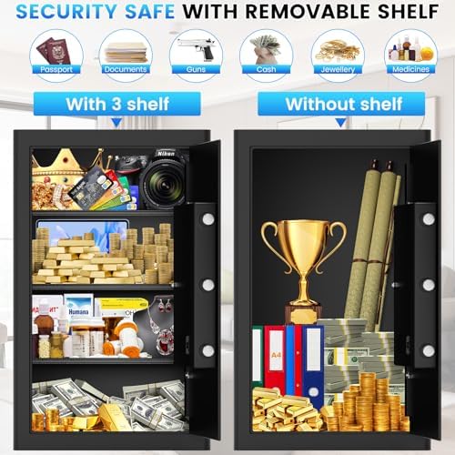 27.56"H Steel Safe Box, 6.0 Cuft Home Safes with Fireproof Waterproof Bag - Image 4