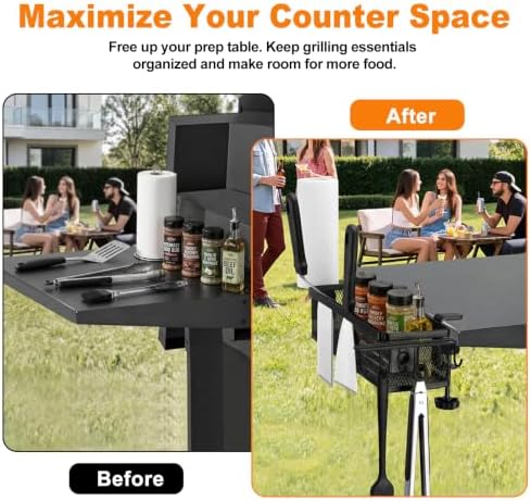 Griddle Caddy Side Shelf Organizer Grill Tool Holder (Black) - Image 5