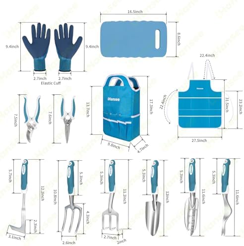 Blue Garden Tools Set 12-Piece, Gardening Gifts for Women Men - Image 2