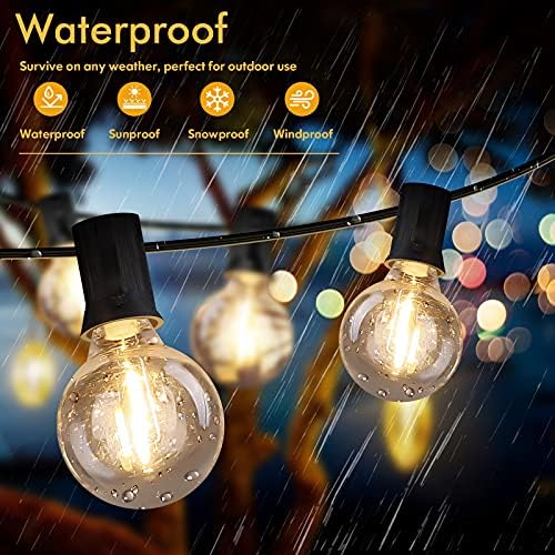 100FT LED Outdoor String Lights Patio Light with 52 Shatterproof G40 Dimmable Globe Bulb, 2-Pack 50FT Waterproof Outside Hanging String Light for Christmas Backyard Porch Balcony Gazebo Party - Image 3