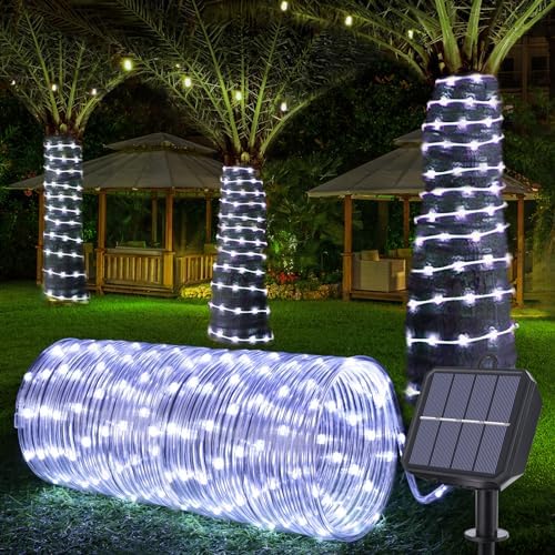 Solar Rope Lights, 33ft 100LED Solar String Lights, 8 Modes, Waterproof by Jnaurb