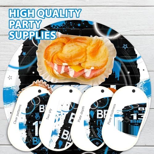 96 Pcs Bruh 13th Birthday Party Supplies for Boys Girls Official Serves 24 - Image 6