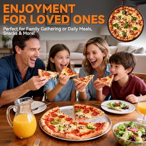 Baker’s Friend Countertop Pizza Maker Electric, 12 Inch Pizza Maker Machine for Home, Quesadilla Maker, Non-stick Cooking Plates, Horno Para Pizza, 1400W, Red - Image 5