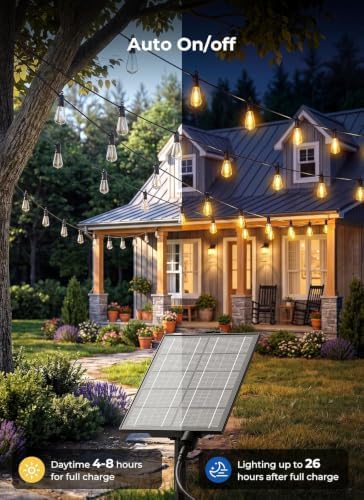 Brightown 108FT Solar String Lights Outdoor, 50+2 Shatterproof LED Lights - Image 2