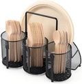 Utensil Caddy Silverware Holder for Party, Metal Mesh Cutlery Storage Organizer for Forks Spoons Napkins Plates, Perfect for Kitchen, Buffet, Picnic, Camping & Outdoor BBQ by ZZDWLDHA