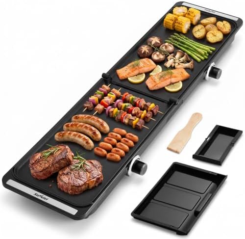 38" x 10" Foldable Electric Griddle with 2 Cooking Zones by LightUpLife