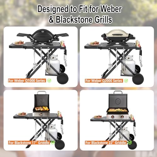 Grill Stand for Blackstone 17" & 22" Table Top Griddles Portable Grill Cart - Image 4
