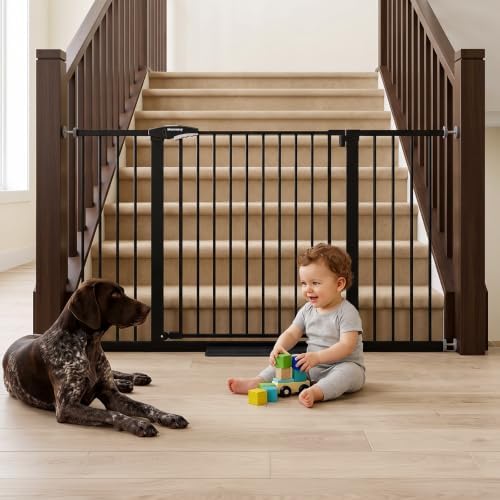 Mumeasy 36-60.5 in Extra Wide Baby Gate for Stairs, 36 Tall Dog Gate, Black by Mumeasy-FocusonBabyPetSafetyGate