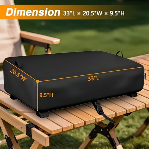 EVRBUL Table Top Grill Cover Compatible with Royal Gourmet PD1305H 3-in-1 Grill Griddle Combo, Waterproof Heavy Duty 600D Portable Griddle Cover 33"L×20.5"W×9.5"H, Windproof Tabletop BBQ Grill Cover - Image 4