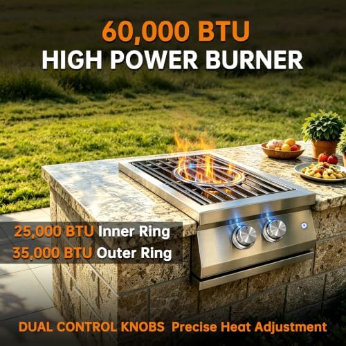 60,000 BTU Built-in Natural Gas Power Burner for Outdoor Kitchen - Image 4