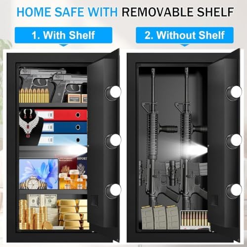 6.1 Cuft Extra Large Fire Safes for Home, Digital Fireproof Safe with Programmable Keypad, Spare Keys and 3 Removable Shelves, Anti-Theft Security Waterproof Document Safe Box for Money Valuables - Image 5