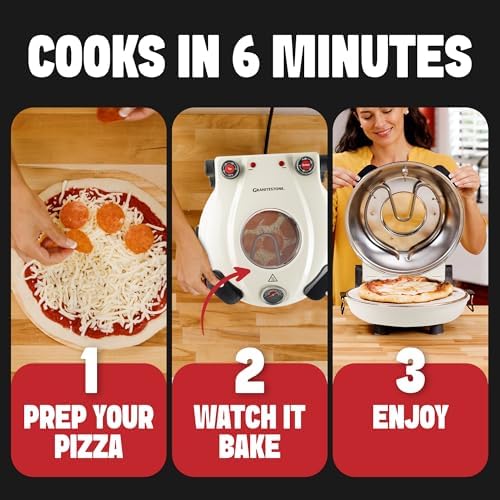 PIEZANO Crispy Crust Pizza Oven by Granitestone – 12 Inch Electric Pizza Oven Indoor Countertop Maker with Ceramic Stone Heats up to 800˚F for Delicious Stone Baked Pizzeria Style Pizza at Home - Image 4