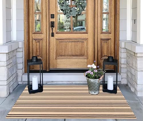 Fall Front Door Mats Outdoor 2.3'x3.6'Black and Tan Front Porch Rug - Image 6