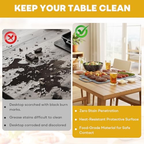 Portable Outdoor Silicone Grill Mat, Foldable Heat-Resistant Table Mat & BBQ Side Shelf Tool Pad with Snap Buttons, Converts into Storage Bag for Utensils and Food, Food-Grade, Non-Slip(Gray) - Image 7