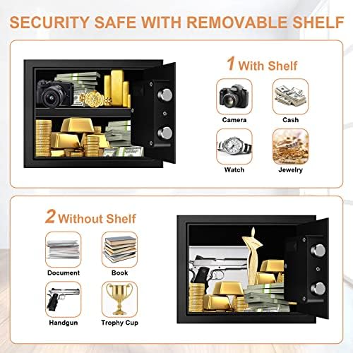 1.7 CUFT Home Safe Fireproof Waterproof, Anti-Theft Digital Security Personal Safe Box with Electronic Keypad and Removable Shelf, Small Fireproof Safe for Documents Money, Jewelry, Medications - Image 5