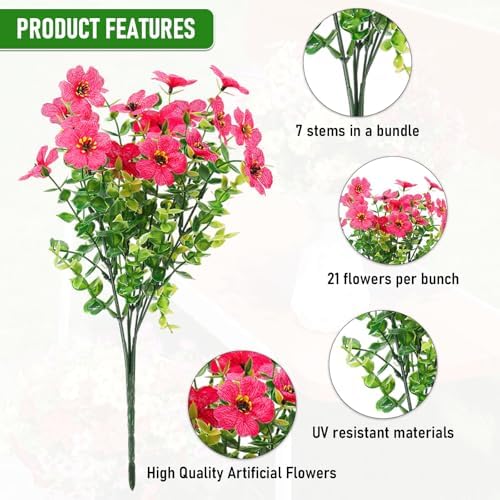 Powbrace 12 Pack Artificial Flowers for Outdoor Indoor Fake Plants(Mixed) - Image 2