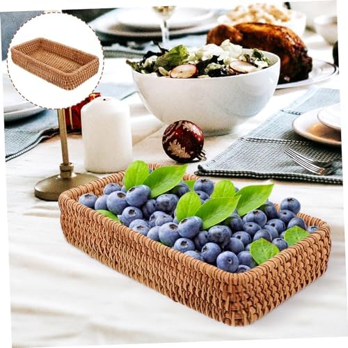 MAGICLULU Woven Rattan Storage Basket for Fruits Bread Lightweight Portable Picnic Weave Organizer for Snacks Design with No Burrs for Events Home Decor - Image 7