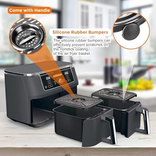 Air Fryer Replacement Parts for Ninja Foodi DualZone Air Fryers, 2 PCS Food Grade Air Fryer Accessories Grill Pan Plate Crisper Plate Rack Tray for Ninja DZ090 DZ201 DZ100 Air Fryer, Dishwasher Safe - Image 3