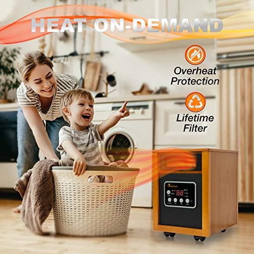 Dr Infrared Heater DR-968 Portable Space Heater, 1500-Watt, Cherry - Image 3