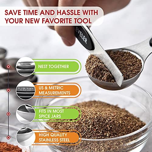 Spring Chef Stainless Steel Magnetic Measuring Spoons Set of 8, Black - Image 6