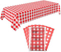 Disposable Plastic Tablecloths 8 Pack, Red Gingham 54 x 108 Inch by CrystalLemon