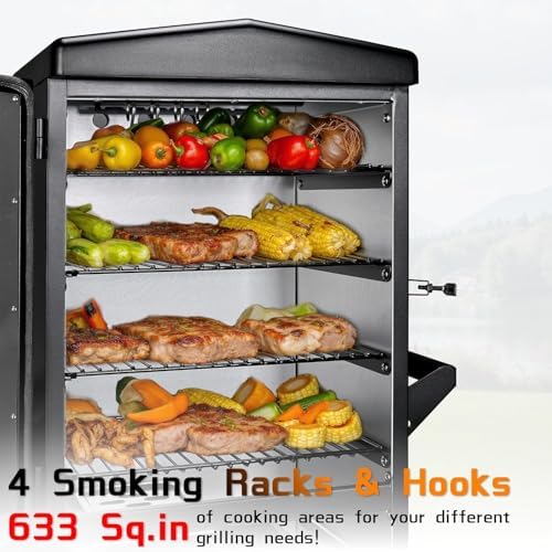 40 Inch Electric Smoker with Digital Controls & Meat Thermometer, Vertical BBQ Smoker with 4 Smoking Racks, Wood Chip Tray & Waterproof Cover, 633 Sq In Outdoor Smoker for Ribs, Brisket & Turkey - Image 4