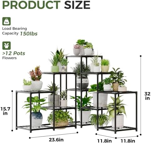 Bamworld Corner Plant Stand Indoor Metal Plant Shelf 5-Tier - Image 2