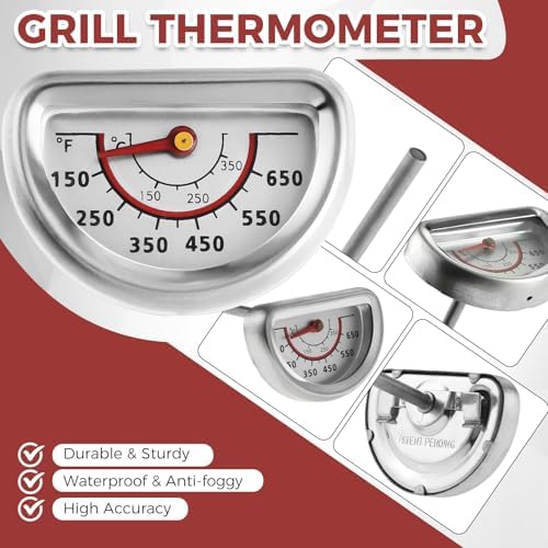 BBQ Grill Lid Thermometer, Stainless Steel Temperature Gauge Heat Indicator Replacement Fit for Charbroil Grill, Replaces 463241314, 463241313, 463241413, 463241414, 463241013 - Image 2