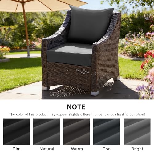 Outdoor Deep Seat Cushion Set, 24x24 Inch, Dark Grey, Set of 6 - Image 6