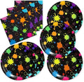 40pcs Neon Glow Splatter Birthday Party Decorations Colorful Graffiti Plates and Napkins for Neon Glow Colorful Graffiti Birthday Baby Shower,Suitable for 20 Guests by UkralMagic