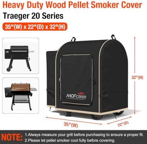 Foldable Grill Cover for Traeger 20 Series Wood Pellet, Waterproof 600D Heavy Duty Wood Pellet Smoker Cover, Fade＆Tear Resistant Pellet Grill Cover for Recteq 340 Grills Junior,Black - Image 5