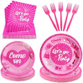 100 Pcs Disposable Let's Go Party Tableware Set for 25 Guests by COSINIA