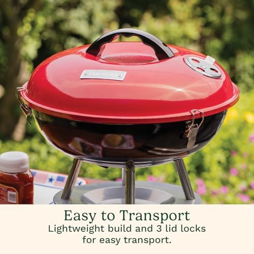 Cuisinart Charcoal Grill, Portable Tabletop Design, Locking Lid, 14" - Image 4