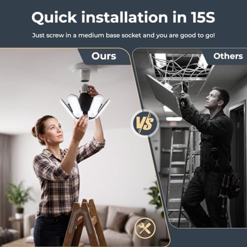 TANBABY 1 Pack LED Garage Light, Deformable Ceiling Light, 15000LM 6500K - Image 4