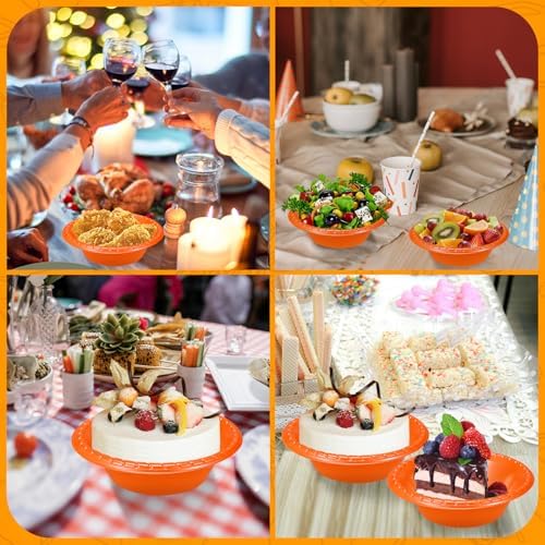 100 Pack 16oz Orange Disposable Plastic Bowls Dessert, Ice Cream, Salad, Soup Serving Cups for Party, Picnic, Food Snacks (Orange) - Image 7