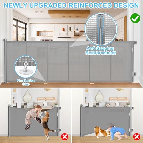 EZIGO 120 Inch Retractable Baby Gates, 41 Inch Extra Tall Retractable Gate - Image 4