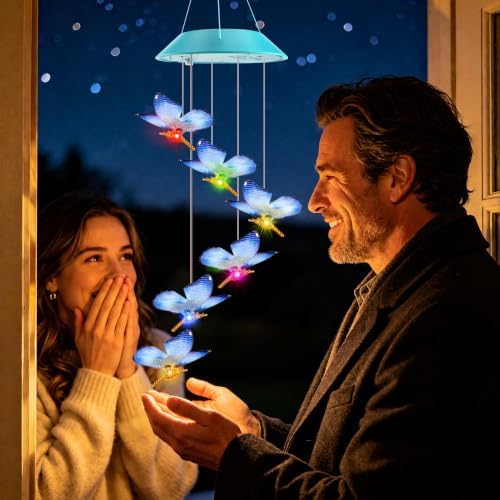 Toodour Solar Wind Chime, Color Changing LED Swaying Butterfly Wind Chimes - Image 5