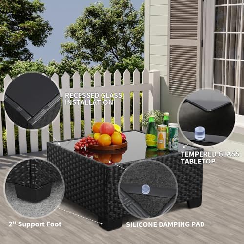 Rattaner Outdoor Furniture Set 3 Pieces Wicker Patio Furniture Outdoor Sectional Patio Couch Outdoor Coffee Table All-Weather Non-Slip Cushions Waterproof Covers, Khaki - Image 7