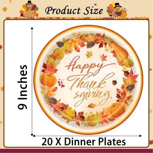 20 Pcs Happy Thanksgiving Party Disposable Paper Plates Fall Themed 9 Inch Round Dinner Plates for Autumn Party Decorations (Autumn Harvest Crops) - Image 7