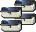 Solar Lights Outdoor Waterproof, 4-Pack Super Bright 388 LEDs Motion Sensor Security Lights with Lights Reflector and 3 Lighting Modes, Waterproof Solar Wall Lights for Patio, Deck, Fence, Garage by Brightever