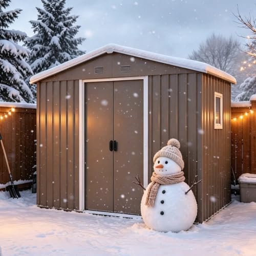 8X4 FT Outdoor Metal Storage with Lockable Sliding Doors by Unknown