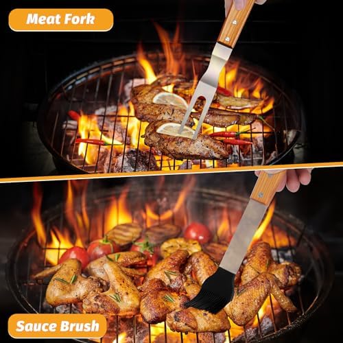 PURPLEBIRD Grill Utensils Set with Brush,Grilling Tools Set with Bag Apron - Image 4