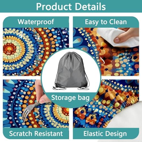 Picnic Table Cover with Bench Covers and Bag, Camping Essentials, Waterproof Windproof Camping Tablecloth, Fitted Tablecloth Cover with Elastic Edge for Indoor Outdoor 3 PCS 30x96 Inch - Image 6
